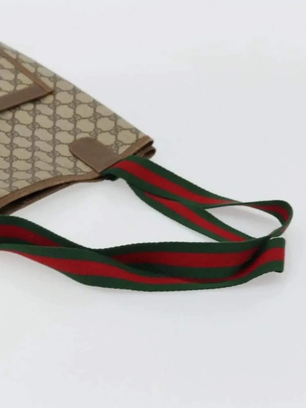 GUCCI GG Supreme Web Sherry Line Bag PVC Beige Red Green 39 02 003 Auth